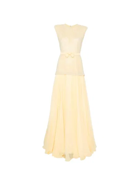 Rochie maxi Silk Love & Lace cu funde de mătase galben