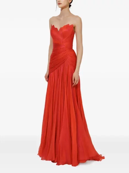 Drapiruotas kostiumas maksi maxi suknele Iris Serban raudona