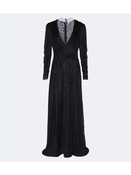 Rochie Fendi de mătase cu model floral negru