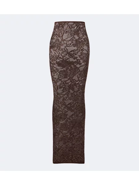 Fusta maxi Gucci de mătase maro