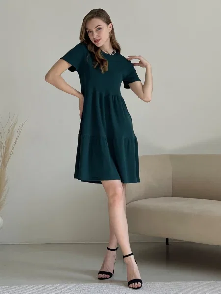 Silvio Merlini Сукня міні Бавовна/акрил зелений