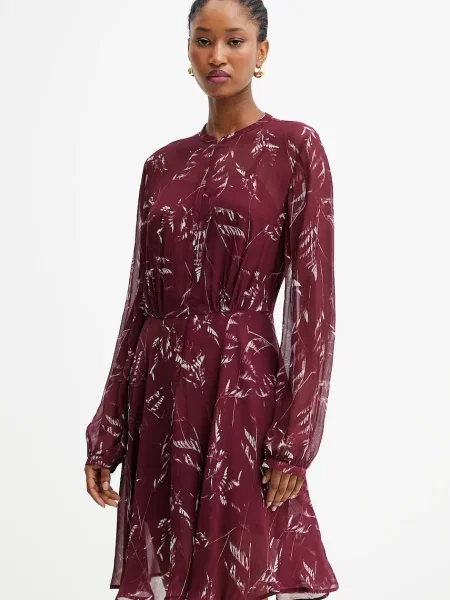 Armani Exchange rochie mini evazați bordo