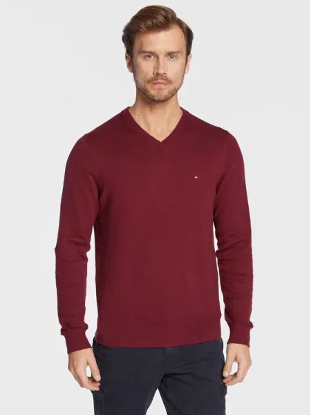 Tommy Hilfiger Sweter Pima Bordowy