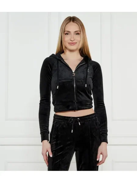 Hanorac cu glugă Juicy Couture din velur clasic negru