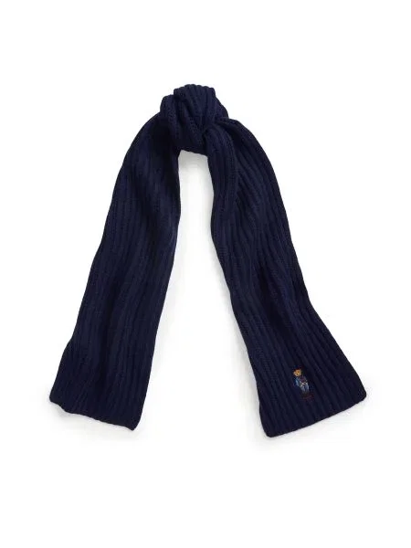 Вълнен шал Polo Ralph Lauren с изчистен дизайн синьо