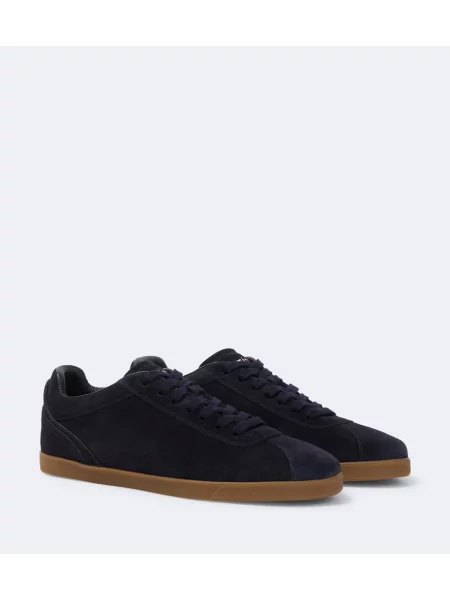 Sneakerși Kiton din piele de căprioară albastru