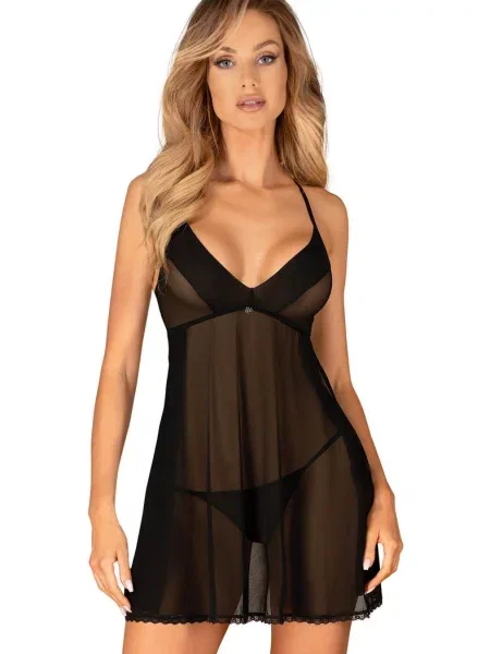 Бебидолл из микросетки и трусики стринг Комплект_Obsessive_Latinesa_babydoll чорні