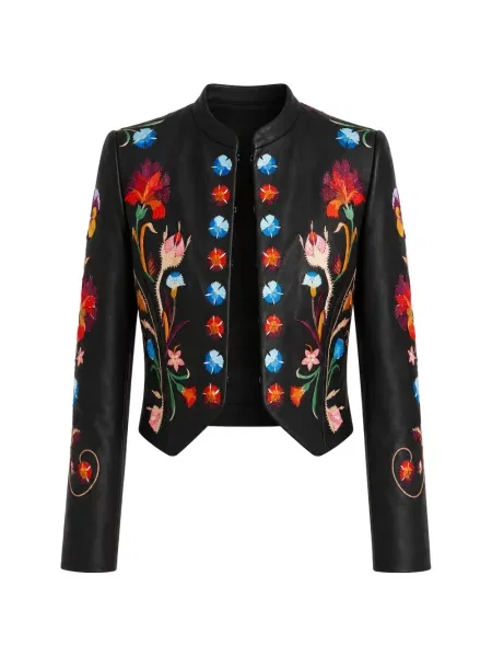 Geanta de piele Temperley London cu model floral negru