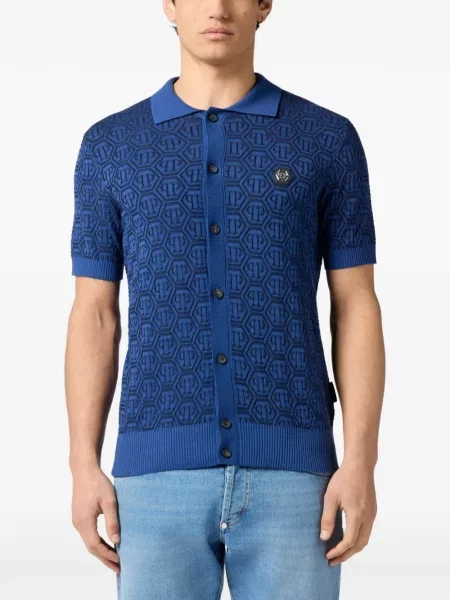 Cardigan Philipp Plein din jacard albastru