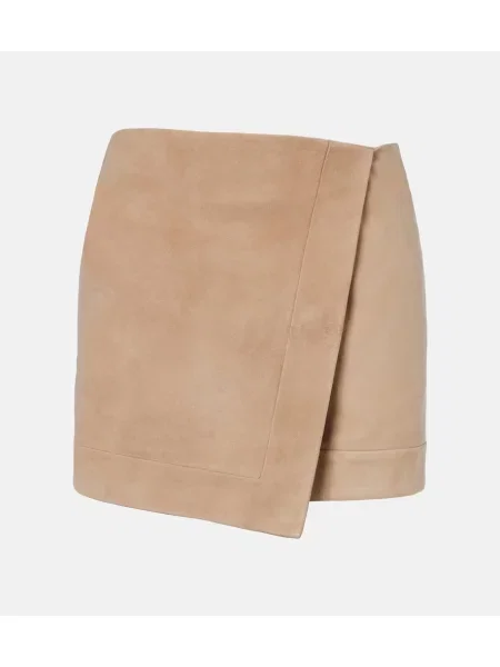 Fustă Balmain din piele de căprioară plic bej