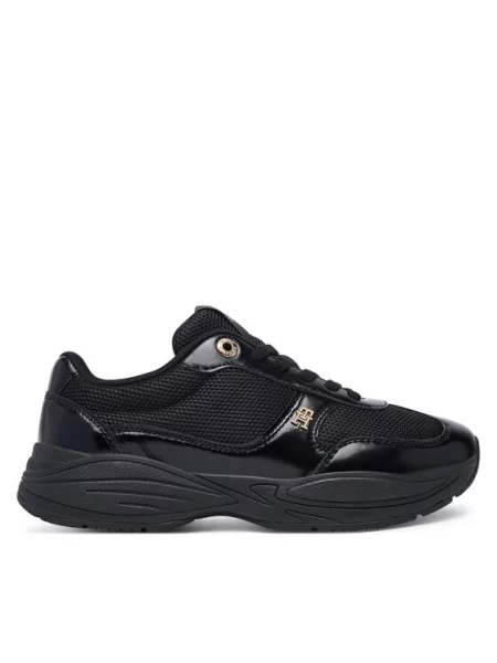 Tommy Hilfiger Superge Modern Runner Shiny Leather črna