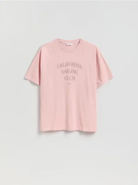 Reserved Tricou cu croială lejeră cu imprimeu pe spate roz-pastel roz
