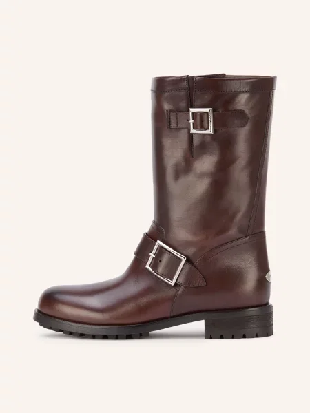 Jimmy Choo Botki Motocyklowe Biker braun