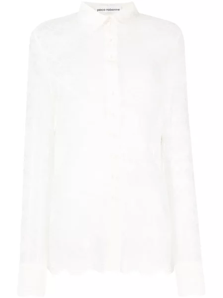 Przezroczysta koszula Rabanne koronkowa biała