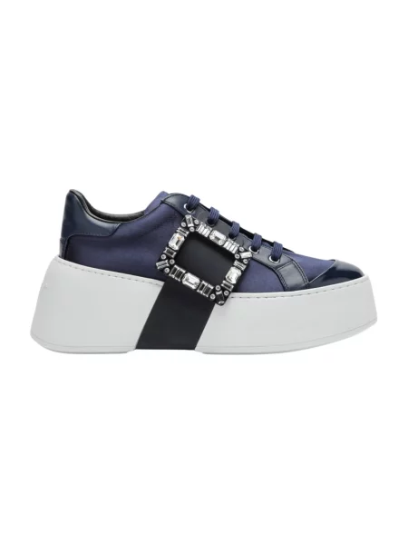 Buty do biegania Roger Vivier skórzane na sprzączkę do biegania niebieskie