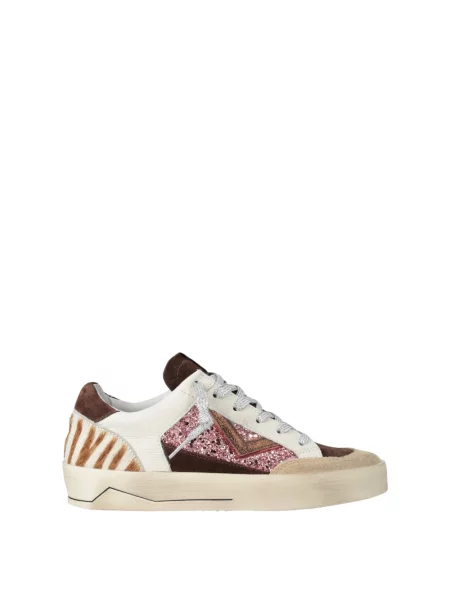Sneakersy 4b12 skórzane brązowe