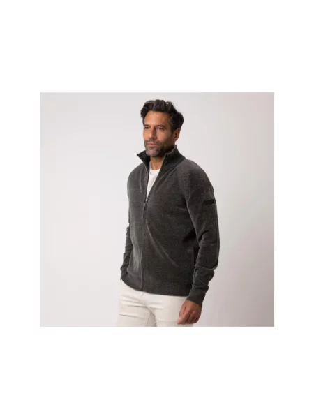 Aksamitny sweter Rrd szary