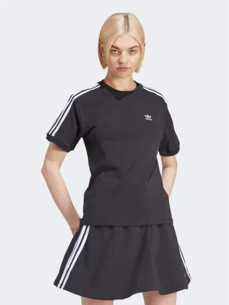 Adidas Tričko 3 Stripe Tee černé