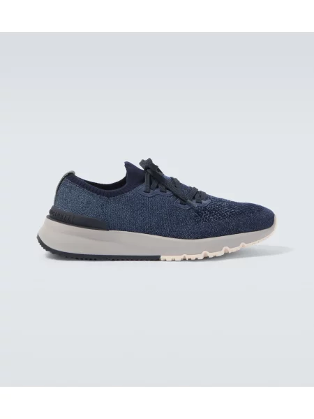 Sneakerși Brunello Cucinelli tricotate albastru
