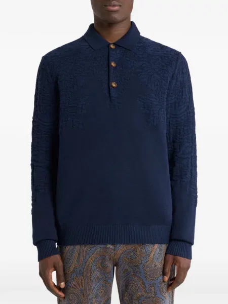 Μάλλινο polo Etro paisley μπλε