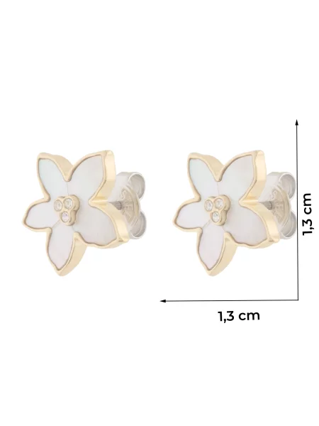 FOSSIL Náušnice zlatá / priehľadná / perlovo biela