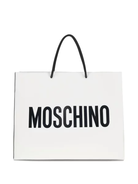 Geantă shopper Moschino din piele cu imagine alb