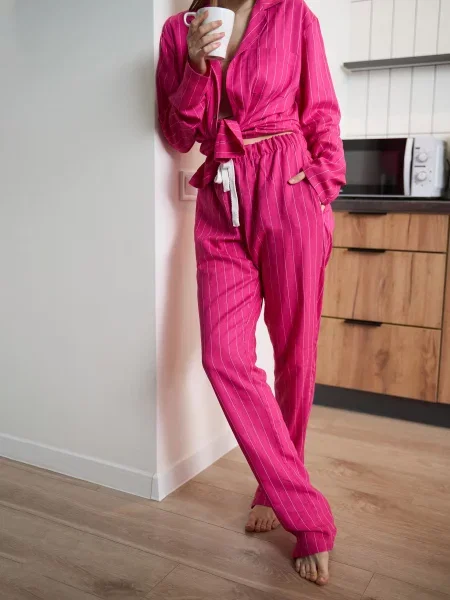 HANDY WEAR Linen Strip Піжама Льон/віскоза рожевий