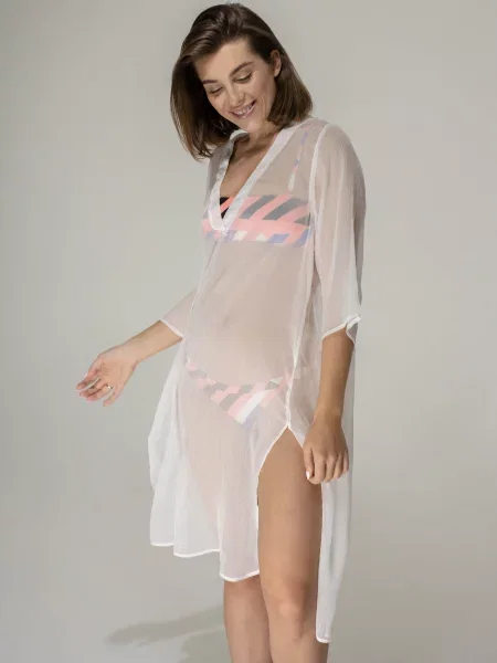 Пляжная прозрачная туника біла