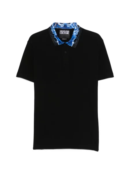 Gulerat tricou polo Versace Jeans Couture cu imagine negru