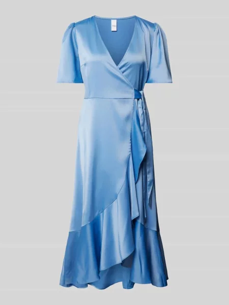 Sukienka midi w kopertowym stylu model ‘Thea’ Y.a.s błękitna