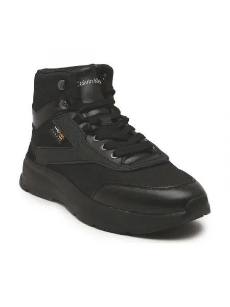 Calvin Klein Sneakers tornacipő bőr hozzáadásával fekete