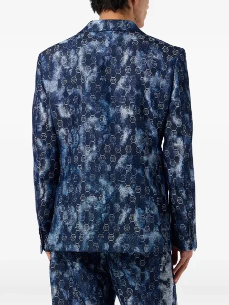 Sacou Philipp Plein din jacard albastru