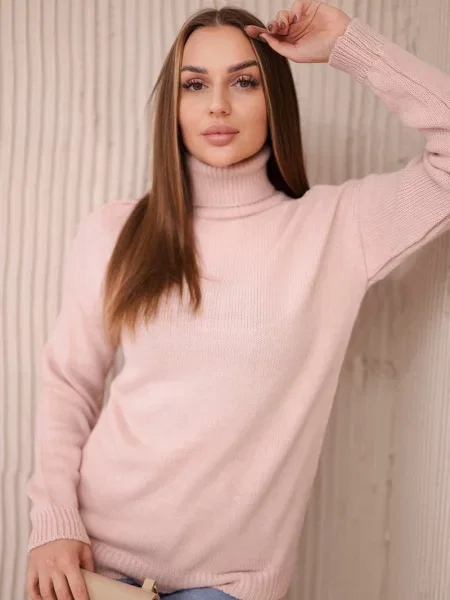 Sweter z golfem Kesi różowy