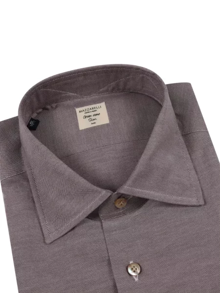 Cămașă Mazzarelli din țesătură twill maro