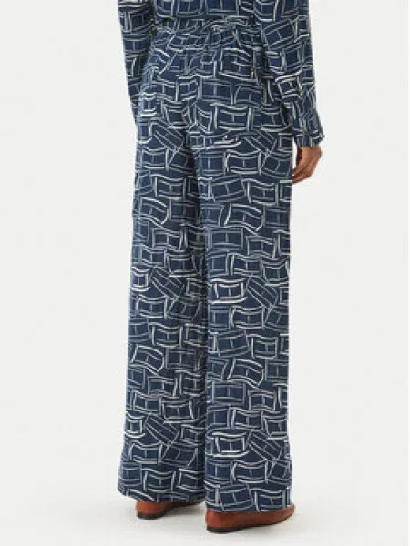 Tommy Hilfiger Medžiaginės kelnės Tamsiai Wide Leg mėlyna