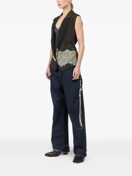 Kamizelka Ibrigu w kwiatki z nadrukiem czarna