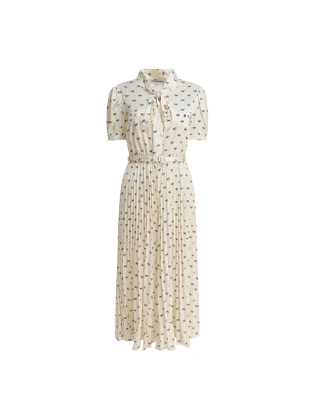 Sukienka Self-portrait biznesowa beżowa