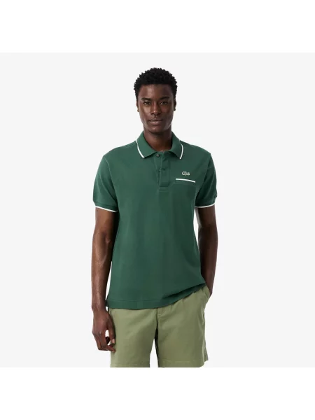 Lacoste Koszulka Polo O Klasycznym Kroju Z Akcentem Na Kieszeni zielony