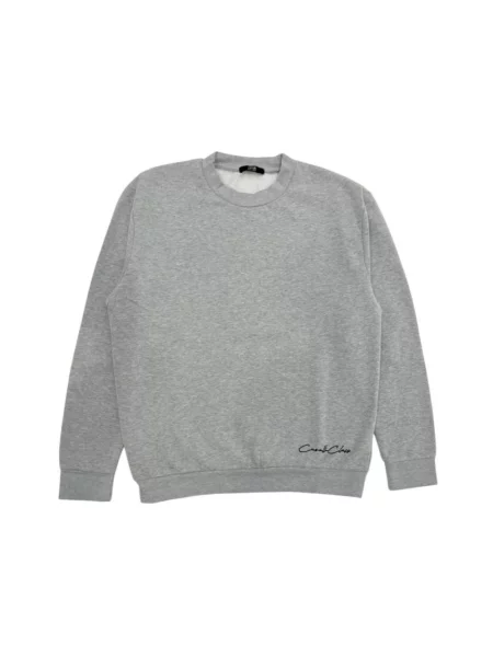 Haftowany polar Cavalli Class z okrągłym dekoltem szary