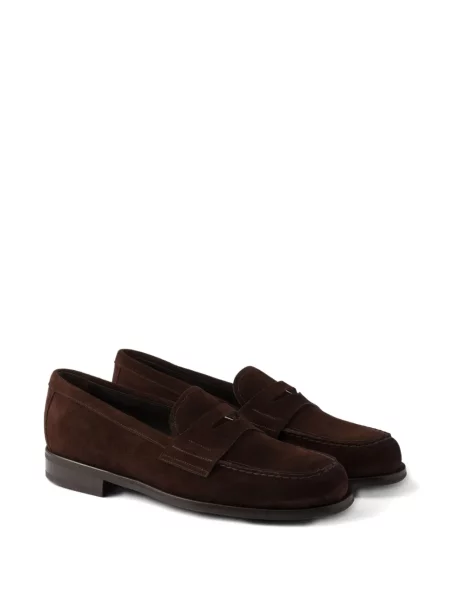 Pantofi loafer Prada din piele de căprioară maro