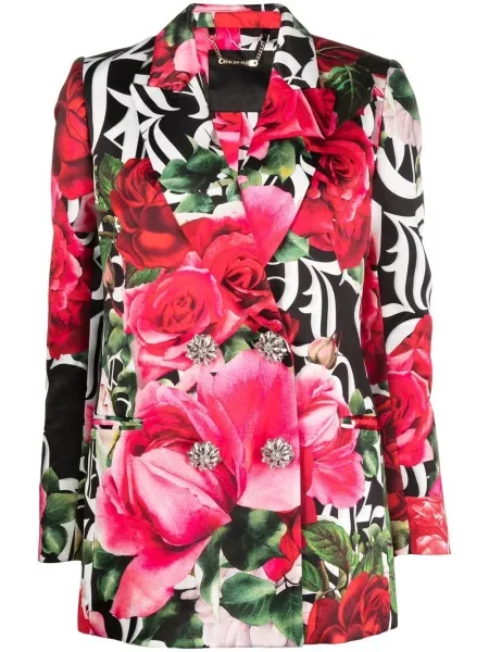 Sacou Philipp Plein cu model floral cu imagine negru