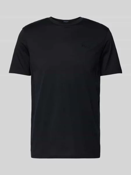 T-shirt z prążkowanym okrągłym dekoltem model ‘Cosmo’ Joop! Collection czarna