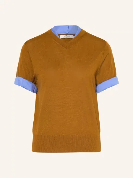 Dorothee Schumacher Úpletové Tričko Chic Merino Z Kombinace Materiálů hnědá / tmavě modrá