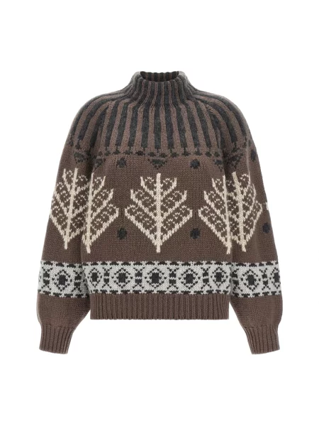 Sweter Brunello Cucinelli z kaszmiru brązowy