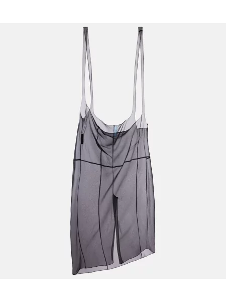 Fustă midi Prada transparente până la genunchi negru