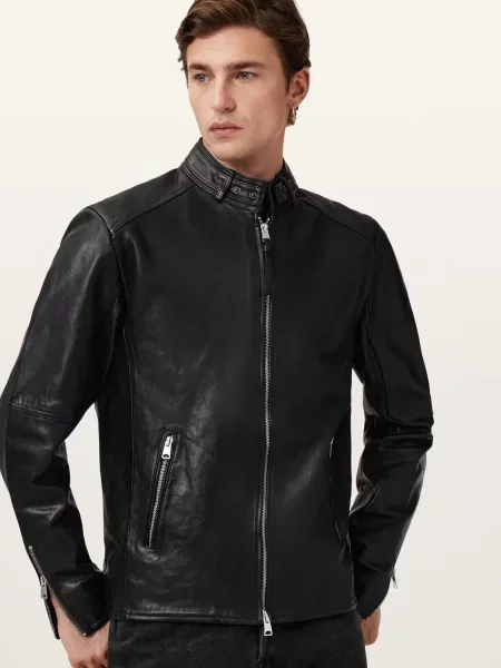 Шкіряна куртка Allsaints чорна