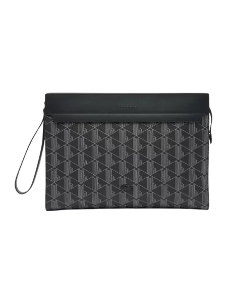 Lniana torba na laptopa Lacoste czarna