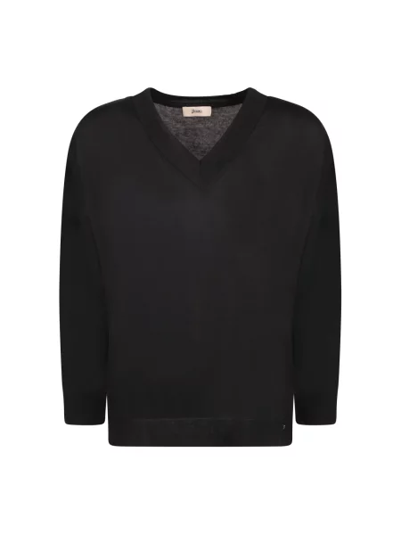 Dzianinowy sweter Herno z długim rękawem czarny