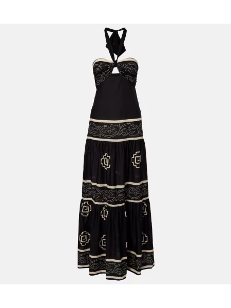 Rochie maxi Johanna Ortiz din poplin de costum negru