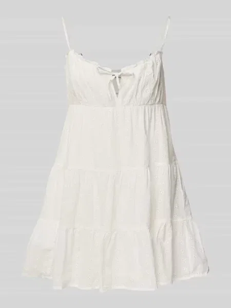 Sukienka mini z haftem angielskim Review biała